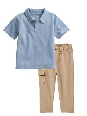 Baby boy Blue Polo Khaki Outfit Set NWT
